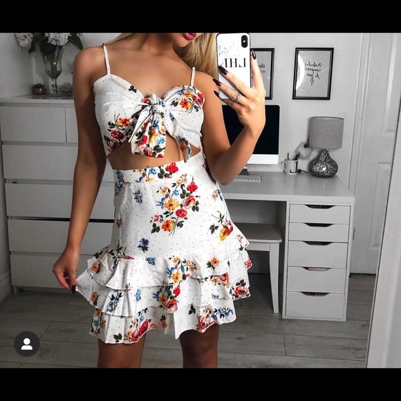 White Floral Polka Co Ord - Picture 6 of 7